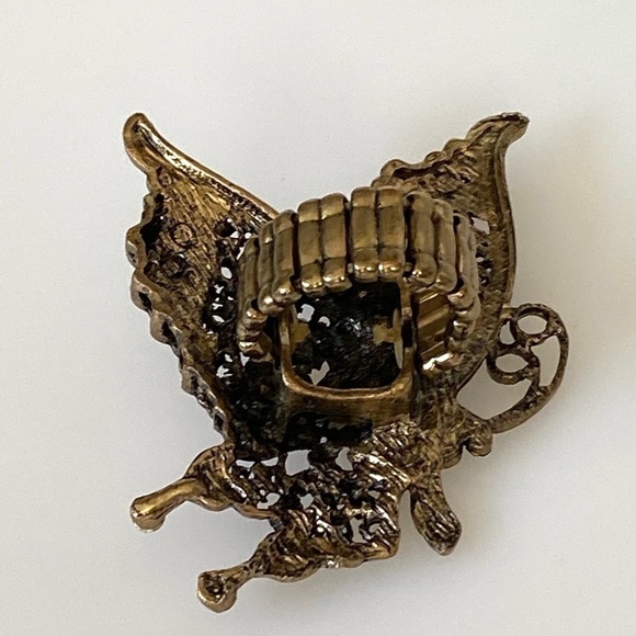 Ring Butterfly Stretch Antique Bronze Tone 7.5 - Picture 9 of 12